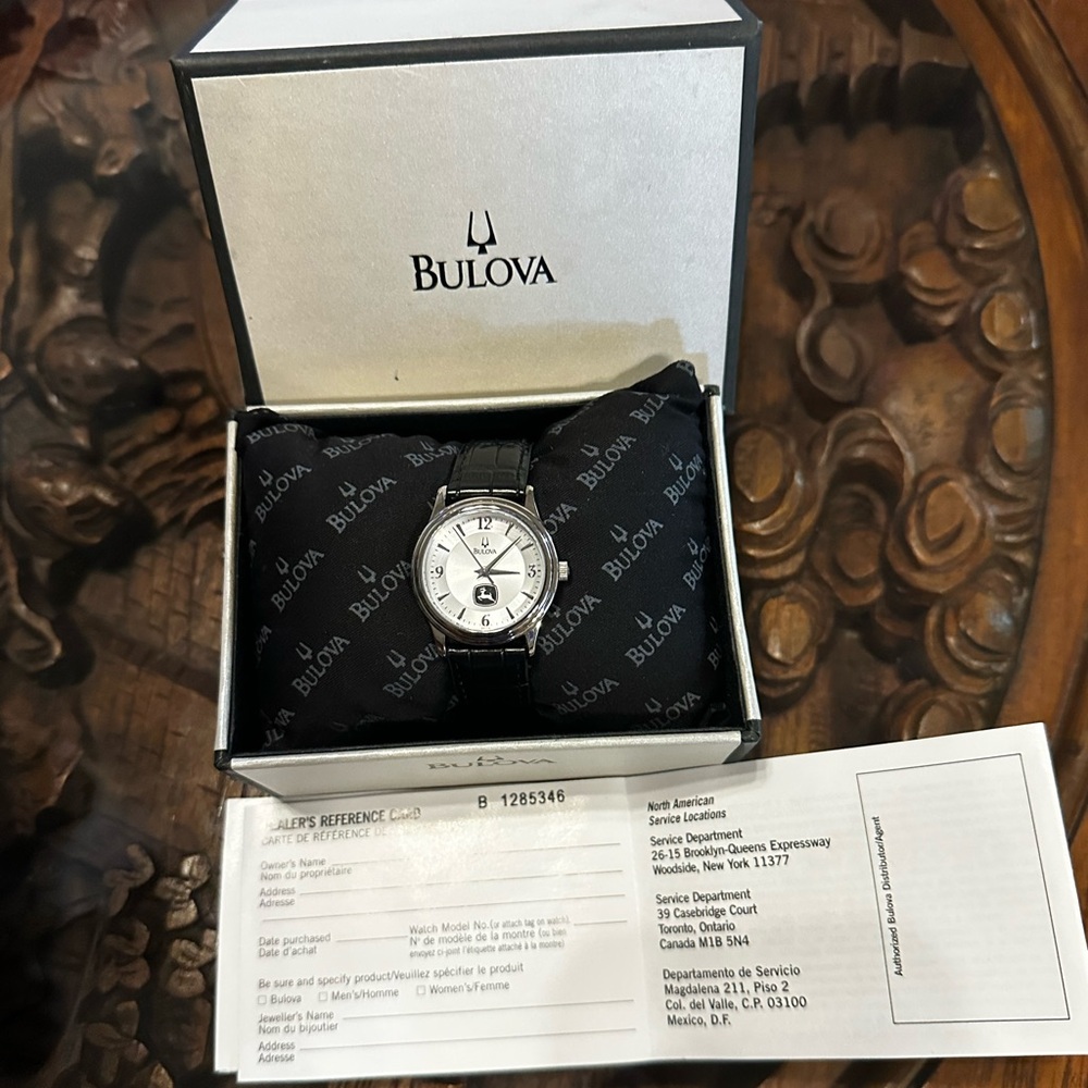 Bulova Silver Watch with Black Strap
